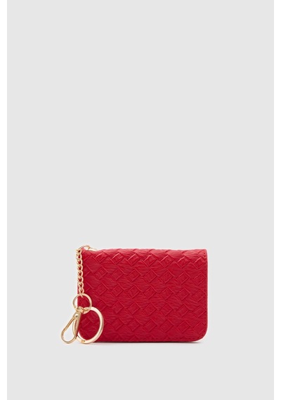 Shule Bags Wowen Örgü Deri Charm Kartlık Kırmızı