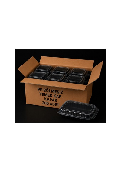 Pp Bölmesiz Yemek Kabı Ve Kapak 200 Adet Tek Bölmeli Plastik Yemek Saklama Kabı - 913478197
