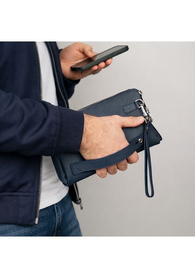 Bloominbag Forte Wrist Midnight Navy Unisex Kilitli Clutch Çanta Lacivert