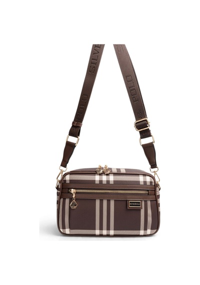 Silver & Polo Silver Polo Kahve - Kahve Çizgili Ekose Kadın Çapraz Çanta Sp1280