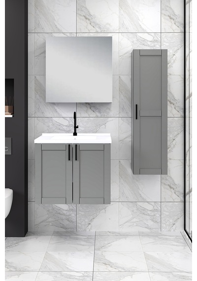 %100 Mdf 65 Cm Riva Banyo Dolabı + 30 Cm Riva Boy Dolabı Beyaz