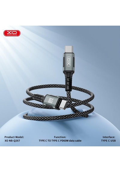 Özel Üretim Destek Bileşen Ürün Nb-q267 60w 1 Metre Type-c To Type-c Kablosu