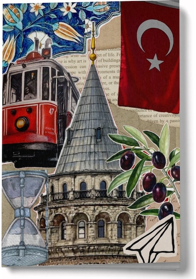 Kolaj Serisi 43 Galata Günlüğü A6 Çizgili Mini Defter Not Defteri Çok Renkli