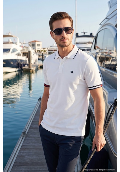 Buratti Pamuklu Regular Fit Düğmeli Polo T Shirt Erkek Polo T Shirt 5904066 Beyaz