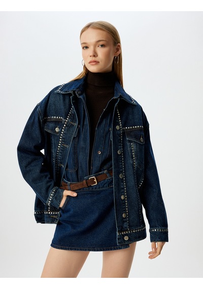 Koton Taşlı Cep Detaylı Klasik Yaka Düğmeli Oversize Kot Ceket Koyu İndigo 5wal50052md Dark Indigo İndigo Koton Taşlı Cep Detaylı Klasik Yaka Düğmeli Oversize Kot Ceket Koyu İndigo 5wal50052md Dark Indigo İndigo