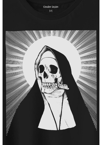 Skull Rahibe Kuru Kafa Gothic Dark Baskılı Tişört Unisex T-shirt 001
