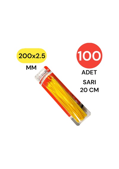 Tek-iş Plastik Kablo Bağı Klipsi Cırt Kelepçe 200 Mm X 2.5 Mm Sarı 100 Adet