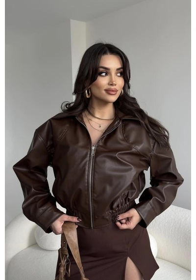 Belizmod London Belden Lastikli Kahverengi Kadın Bomber Deri Ceket Kahverengi Kahverengi Belizmod London Belden Lastikli Kahverengi Kadın Bomber Deri Ceket Kahverengi Kahverengi