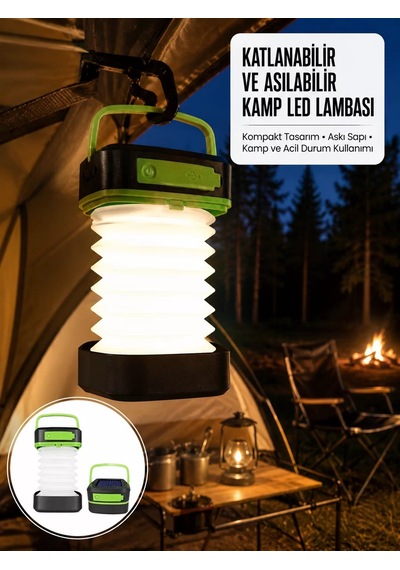 Kamp Lambası Katlanabilir Lamba Solar Şarjlı Led Lamba El Fenerli Yeni Nesil Belirtilmemiş