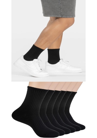Ozzy Socks 6 Çift Logosuz Siyah Dikişsiz Pamuklu Tenis Unisex Soket Çorap Siyah