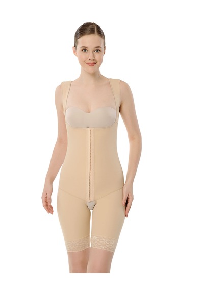 Variteks 218 Agraflı Göğüs Altı- Diz Üstü / Sırtı Kapalı Liposuction Korse Siyah