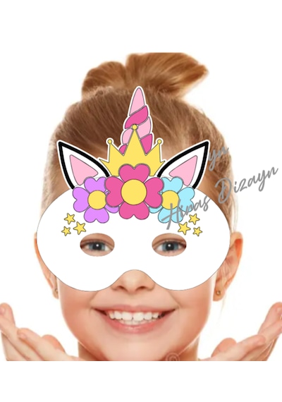 6 Adet Unicorn Tek Boynuzlu At Konsept Kağıt Parti Maskesi Unicorn Doğum Günü Süsü