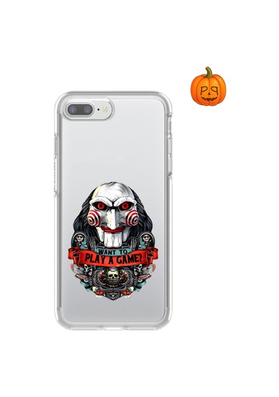 Dali Design Apple Uyumlu iPhone 8 Plus Şeffaf Kılıf Horror 7 Tasarımlı