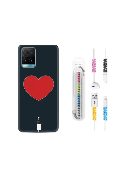 Vivo Y21S Kılıf Kablo Koruyuculu Mavi Mermer 1297