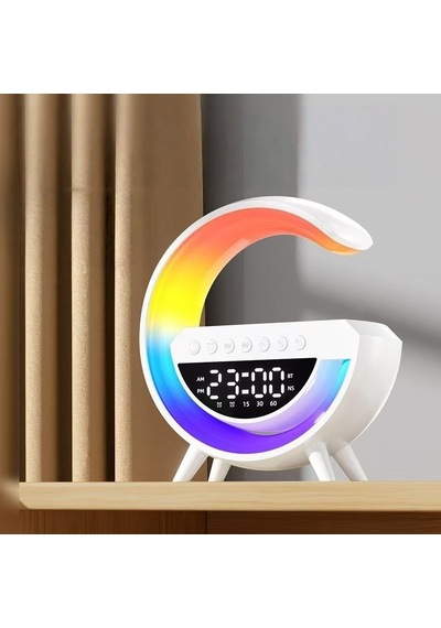 6'sı 1 Arada Kablosuz Şarjlı Rgb Gece Lambası Bluetooth Hoparlör Ve Alarm Saat-1755