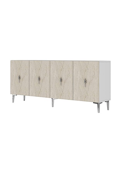 Ka1812bts Salkım Konsol ,tv Sehpası Beyaz-traverten-silver 180cm