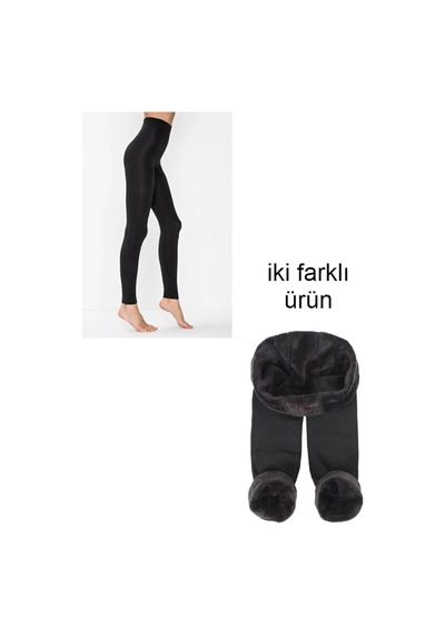 Termal Tayt Ve Şardonlu Peluş Tayt Set İkisi Bir Arada Siyah 10