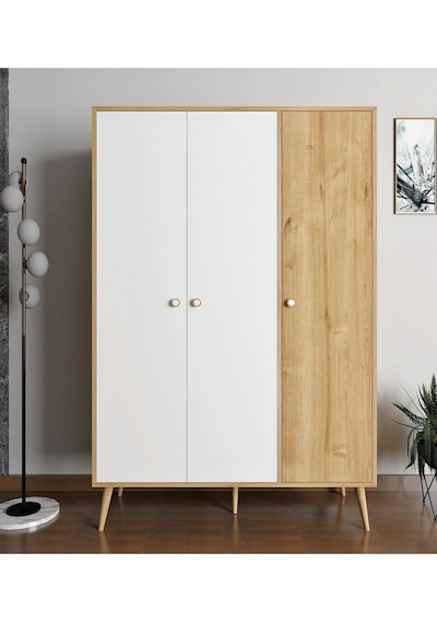 Floradesign Milano Gardırop /elbise Dolabı Üç Kapaklı Dolap Meşe