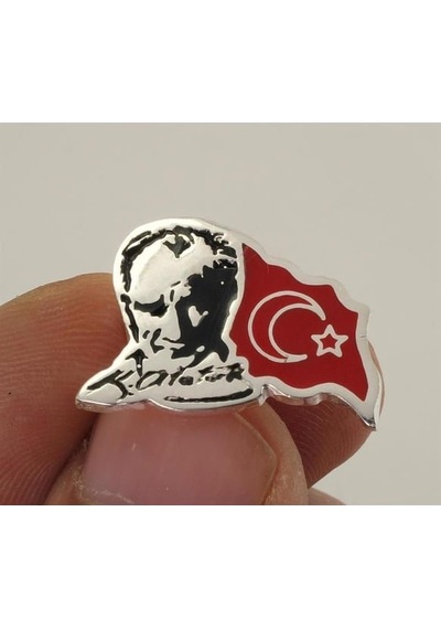 Atatürk Bayrak Yaka Rozeti Krom Kaplama 10 Kasım 29 Ekim Öğretmen