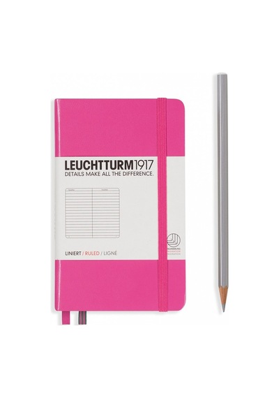 Leuchtturm1917 Not Defteri Cep Boy A6 , Sert Kapak, 187 Numaralandırılmış Sayfa, Çizgili, Yeni Pembe