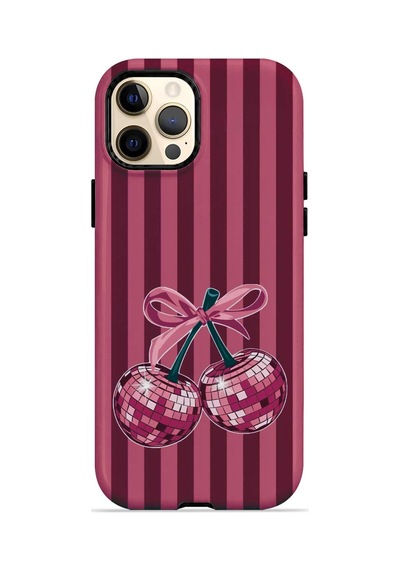 Velvoria Valestra Disco Cherry Stripe Apple iPhone Uyumlu 12 Pro Max Magsafe Koruma Kılıfı Valestra Magline - Disco Cherry Stripe