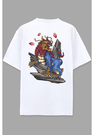 Noıssey Dragon Mountain Beyaz Oversize Unisex T-shirt
