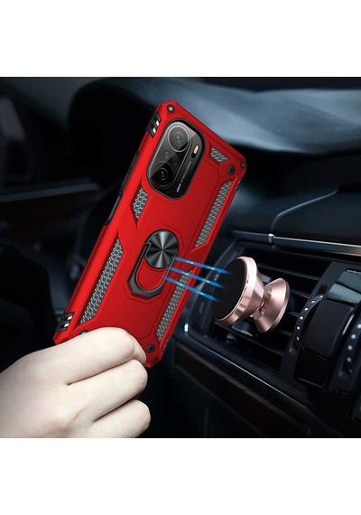 Xiaomi Poco F3 Kılıf Zore Vega Yüzüklü Standlı Zırh Kılıf