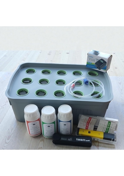 15 Gözlü Topraksız Tarım Hidroponik Box Saksı Yetiştirme Seti,ph & Ec Ölçerli, Xxl Başlangıç Paketi Diğer