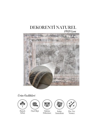Hoom Rugs Natural 1703 Gri Vizon Klasik Salon Halısı