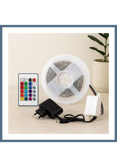 Buradabulabilirsin 4.5 M Rgb Led Şerit 54 Led/m Kumandalı Adaptörlü Bbz