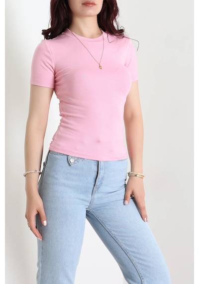 Modi Bisiklet Yaka Kısa Kollu Buzy Body Pembe - 71965.1748. Acık Pembe