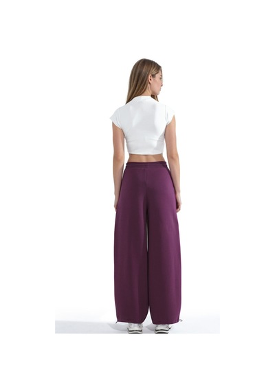 Hiccup Barrel Fit Basic Şardonlu Eşofman Altı Bordo - Kırmızı