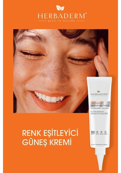 Herbaderm Tone & Spot Lekeli Ciltler İçin Nemlendirici Güneş Kremi SPF50+ Orta Ton 40 ML