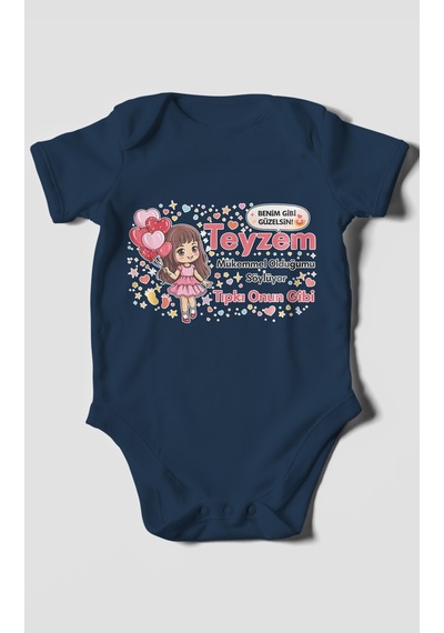 Morivokids Teyzeye Özel Kısa Kollu Bebek Body %100 Pamuk Zbn89-kk Lacivert