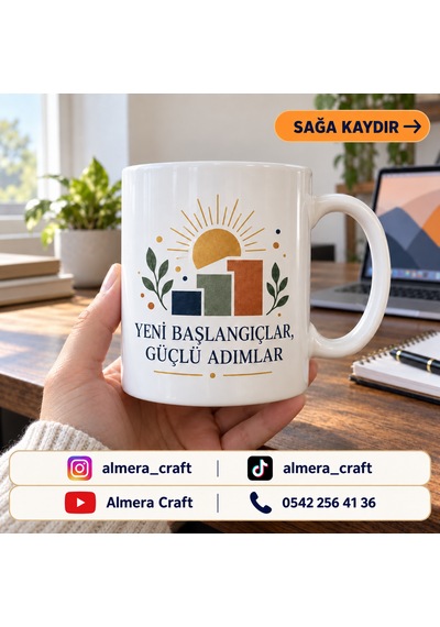 Kişiye Özel Motivasyon Kupası Yeni İş Ve Mezuniyet Hediyesi Beyaz - Beyaz