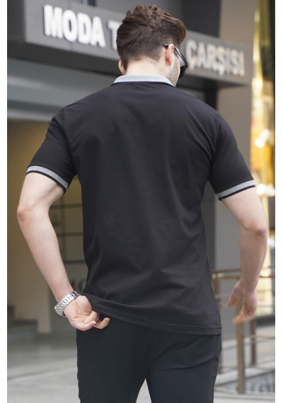 Madmext Siyah Regular Fit Erkek Polo Yaka Tişört 6105-siyah Siyah