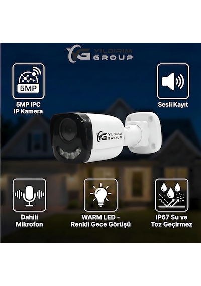 4 Kameralı Sesli 5mp Ip-gece Renkli Araç Ve Yüz Tanımalı Kamera Sistemi-hazır Kamera Seti