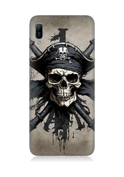 Huawei Y6 2019 Uyumlu Korsan Kurukafa Desenli Silikon Kılıf