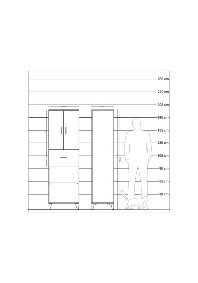 Hyperion Dolap 4 Raflı Tek Çekmeceli 2 Kapaklı 60x44x195 Çam-... Çam