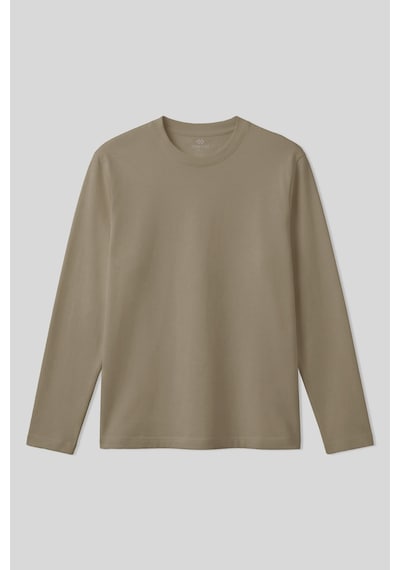 Tommy Life Koyu Bej Standart Fit Basic O Yaka Uzun Kollu İnce Erkek T-shirt - 87997 Koyu Bej