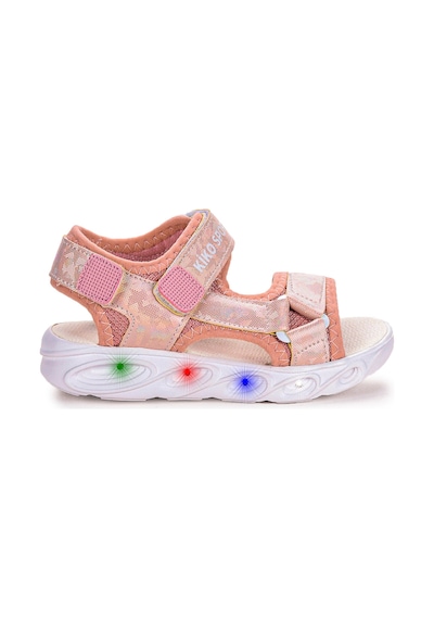 Kiko Kids 133 Hologram Işıklı Kız Çocuk Cırtlı Sandalet Ayakkabı Beyaz