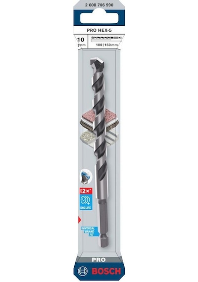 Bosch Pro Hex-5 10 X 150 Mm Karbür Uçlu Beton Matkap Ucu 2608706990