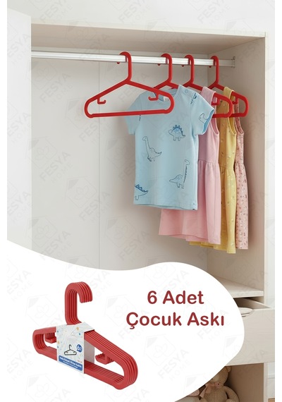 Hola 6'lı Çocuk-bebek Askısı Kırmızı Plastik Kırmızı Tr Diğer