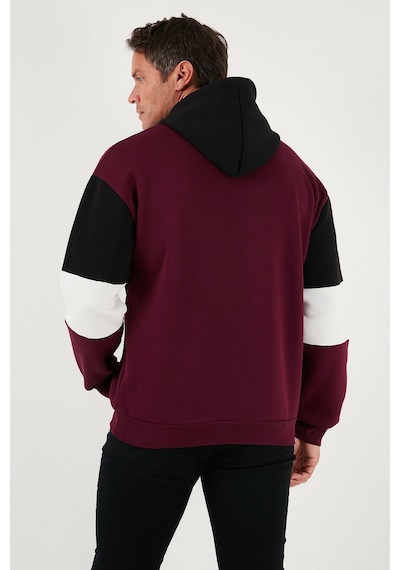 Buratti Pamuklu Relaxed Fit Kapüşonlu Içi Tüylü Yumuşak Şardonlu Erkek Sweat 5905299 Vişne