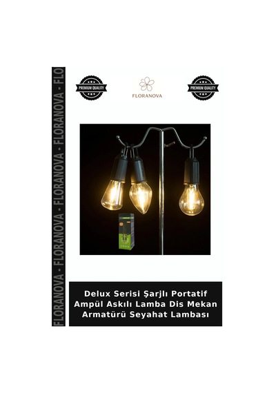 Delux Serisi Şarjlı Portatif Ampül Askılı Lamba Dis Mekan Armatürü Seyahat Lambası Çok Renkli