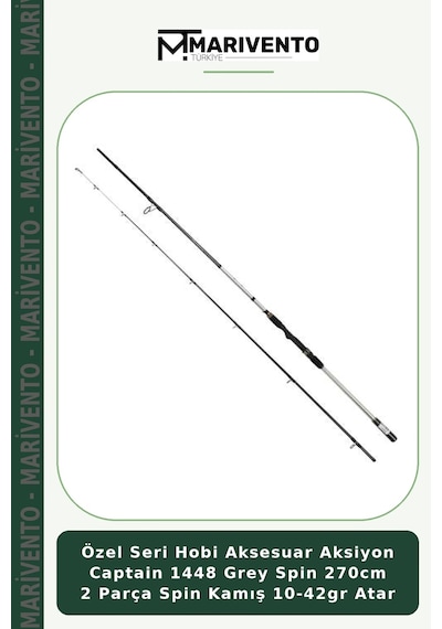 Özel Seri Hobi Aksesuar Aksiyon Captain 1448 Grey Spin 270cm 2 Parça Spin Kamış 10-42gr Atar Standart