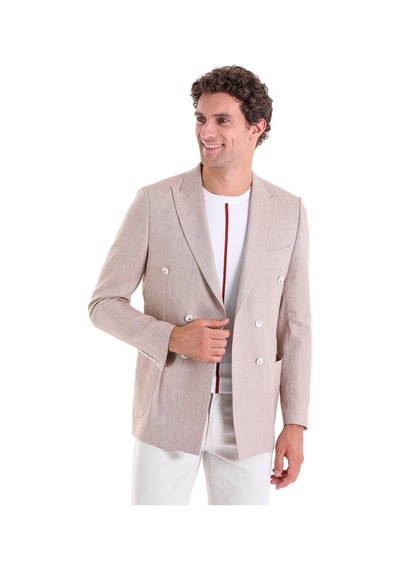 Hatemoğlu Brick Slim Fit Düz Sivri Yaka Kruvaze Casual Ceket Siyah
