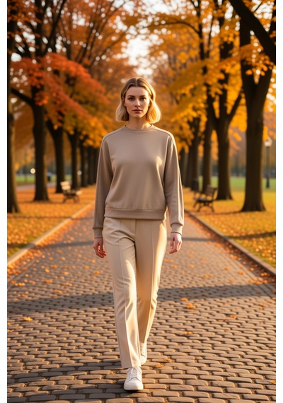 Benerly Kadın Bisiklet Yaka Düşük Kol Oversize Kalıp Örme Sweatshirt Fonk Vizon