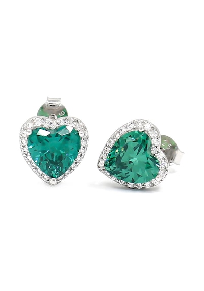 Heart D.green Aleksandrit İthal Gümüş Küpe-827 Silver