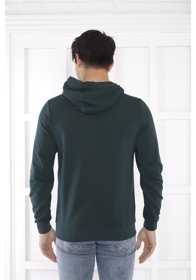 Escetic Spor Erkek Yeşil Cepli, Kapüşonlu Sweatshirt-4164